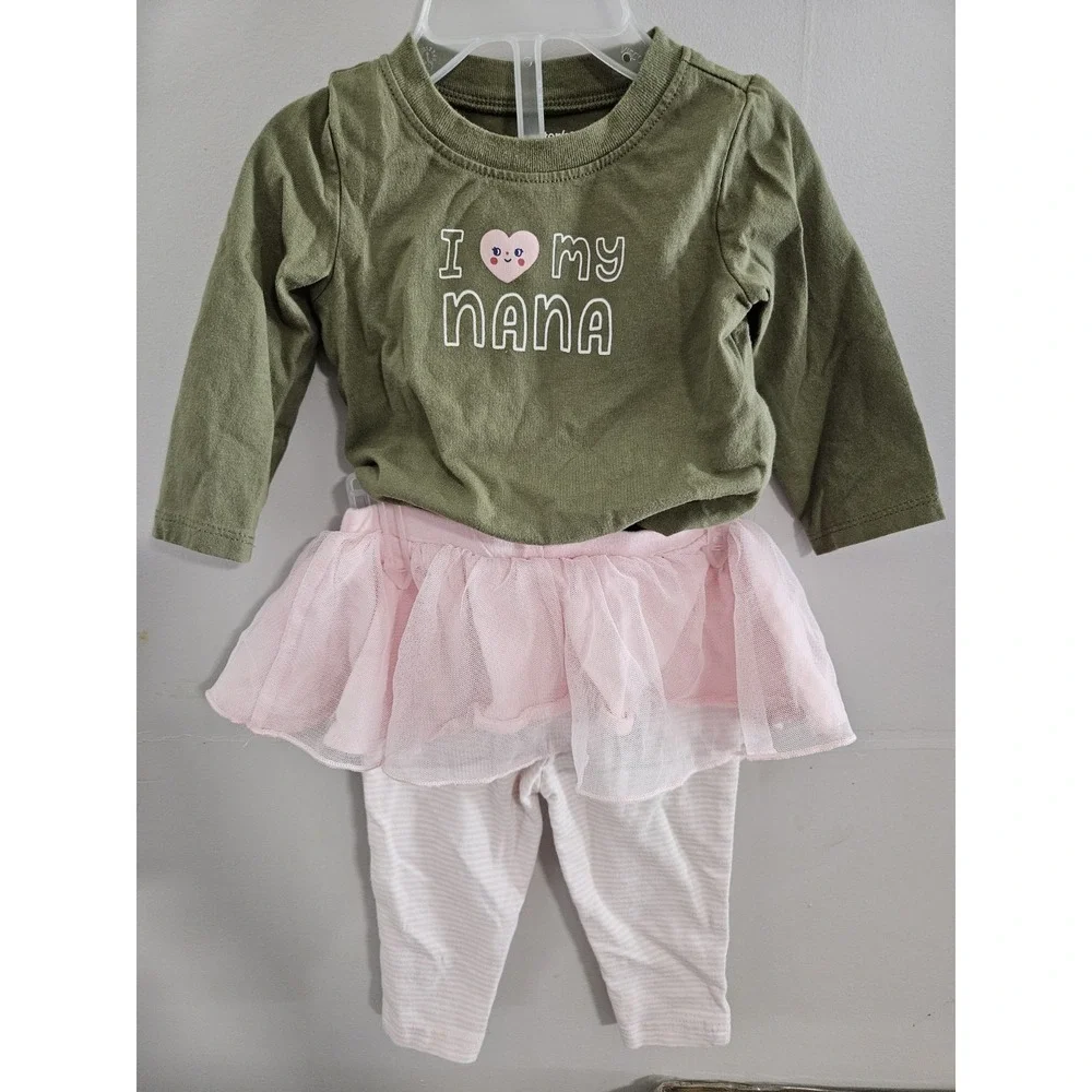 Carters Girls 2 Set 6m With Tutu On Legging‎ Green/pink